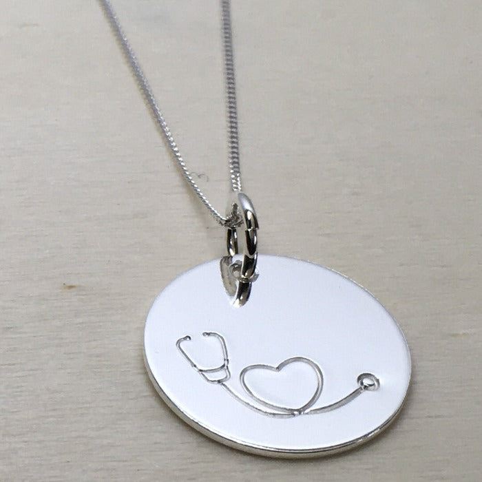 Stethoscope necklace in sterling silver