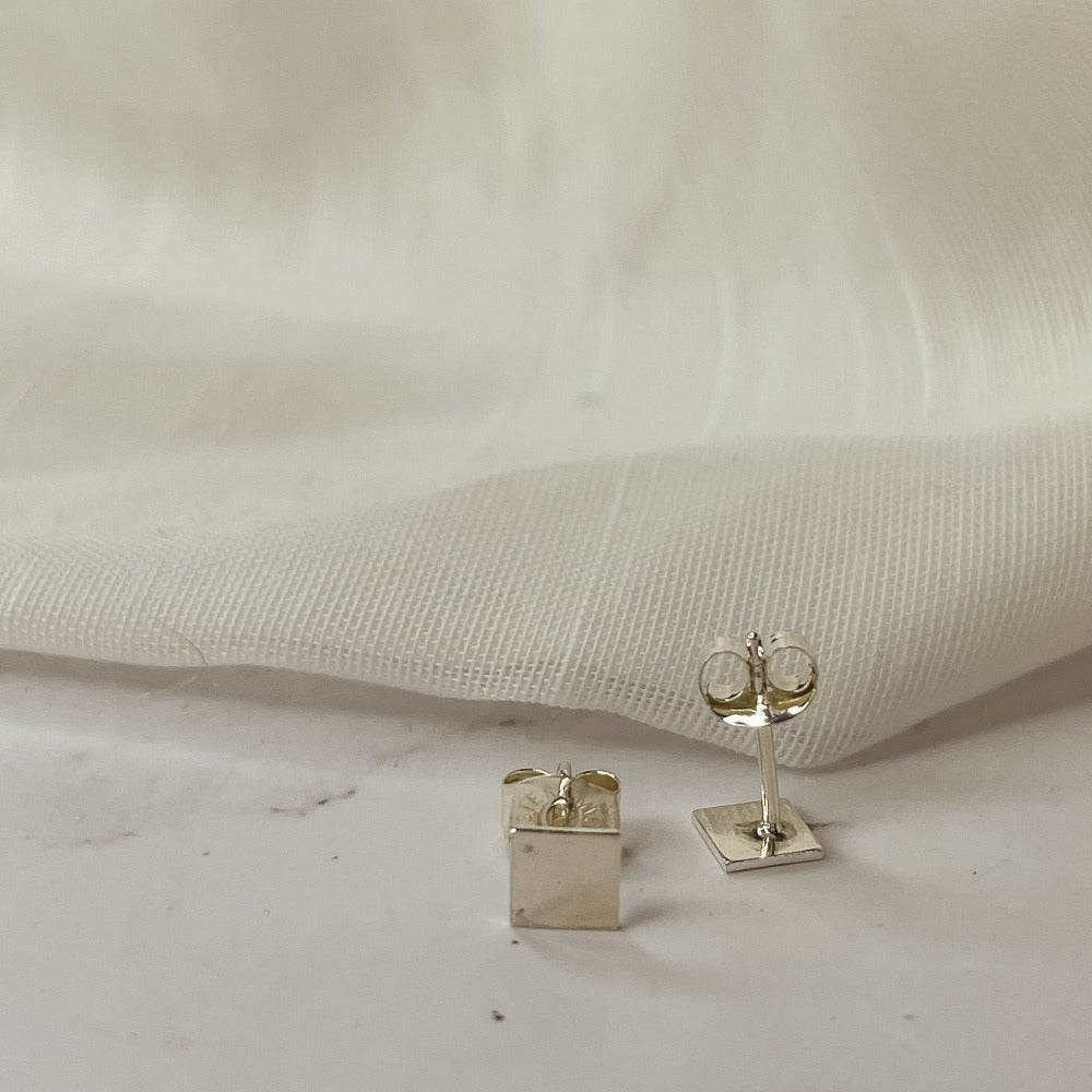 Sterling silver handmade Square Studs