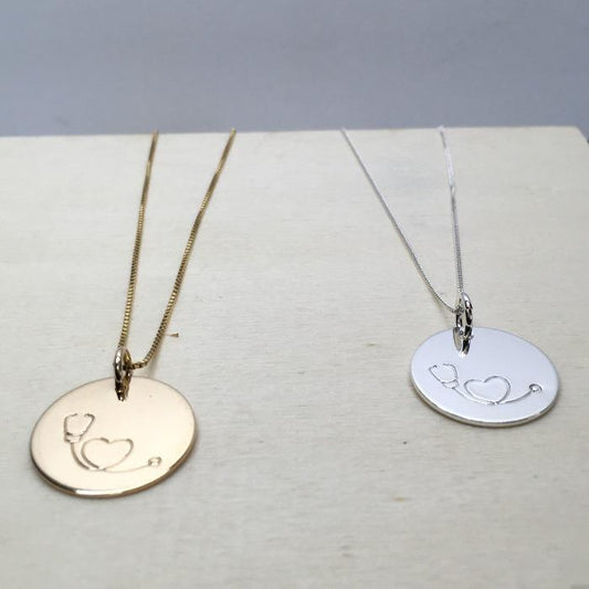 Stethoscope necklaces in gold and silver