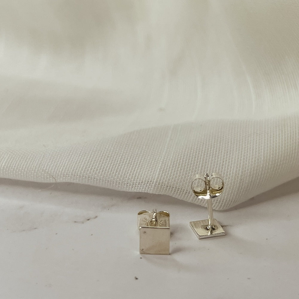 Sterling silver handmade  Square Studs
